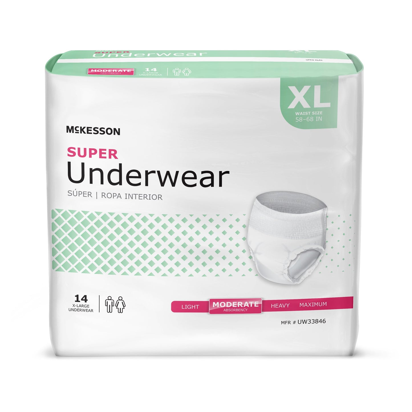 Unisex Adult Absorbent Underwear McKesson Pull On with Tear Away Seams X-Large Disposable Moderate Absorbency - UW33846