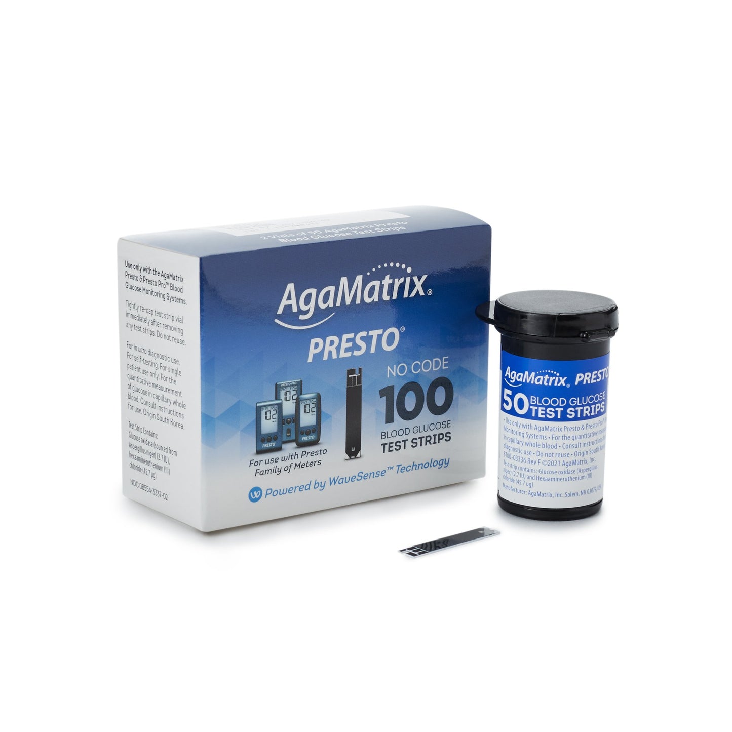Blood Glucose Test Strips Wavesense® Presto® 100 Strips per Pack - 8000-03337