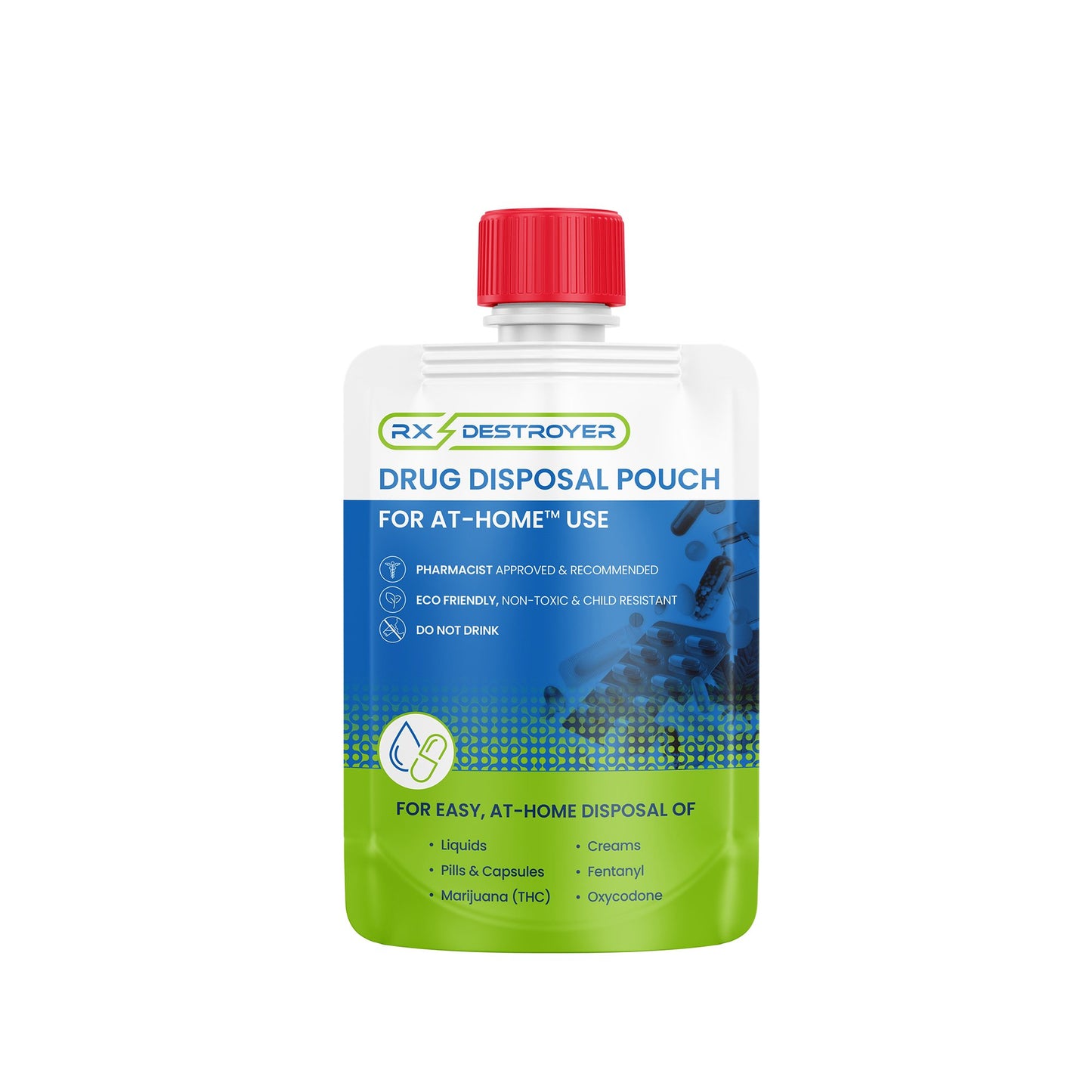 Rx Destroyer™ Drug Disposal Pouch for use with Pharmaceutical Disposal System RX4POUCH20X5