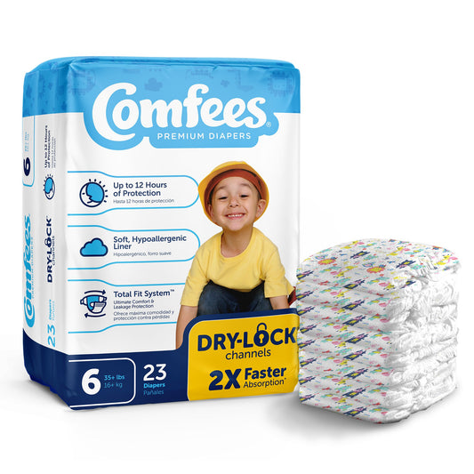 Attends Comfees Premium Baby Diapers, Tab Closure, Kid Design, Size 6 CMF-6