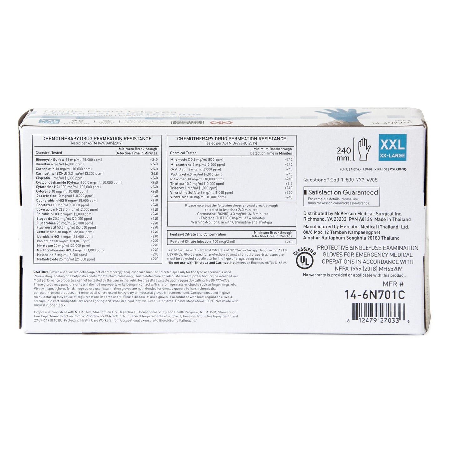 McKesson Confiderm® 6.8C Nitrile Exam Glove, 2X-Large, Blue 14-6N701C