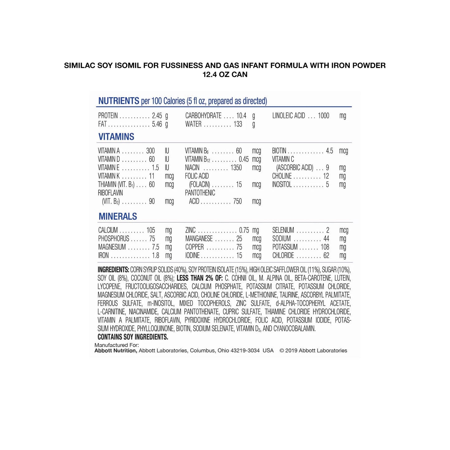 Similac® Soy Isomil® For Fussiness and Gas Powder Infant Formula, 12.4-ounce can 55963