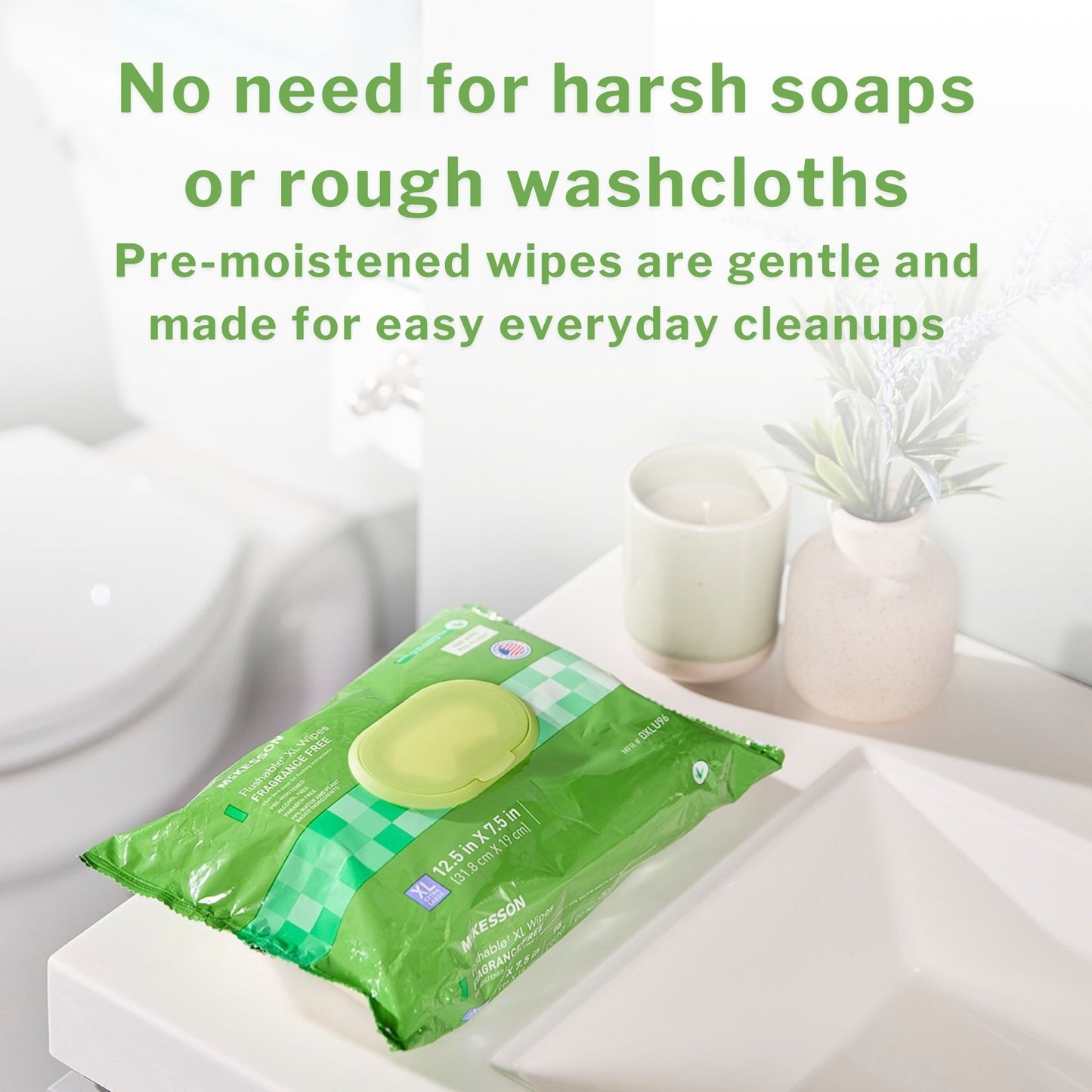 McKesson Flushable* Wet Wipes XL - Scented, 96 Wet Wipes per Pack DXLF96