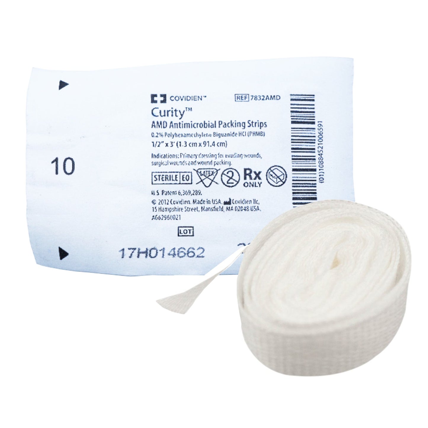Wound Packing Strip Curity™ AMD™ Polyhexamethylene Biguanide (PHMB) s/b PHMB 1/2 Inch X 1 Yard Sterile - 7832AMD