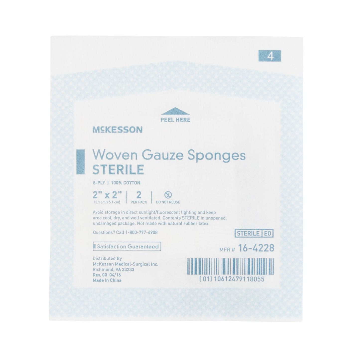 McKesson Sterile Gauze Sponge, 2 x 2 Inch, Eight Ply 16-4228