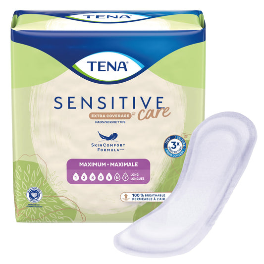 Bladder Control Pad TENA® Sensitive Care Maximum Extra Coverage Long 15 Inch Length Heavy Absorbency Dry-Fast Core™ One Size Fits Most - 54295