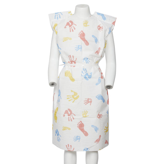 Patient Exam Gown Child Size Kid Design (Hand and Foot Print) Disposable - 37235