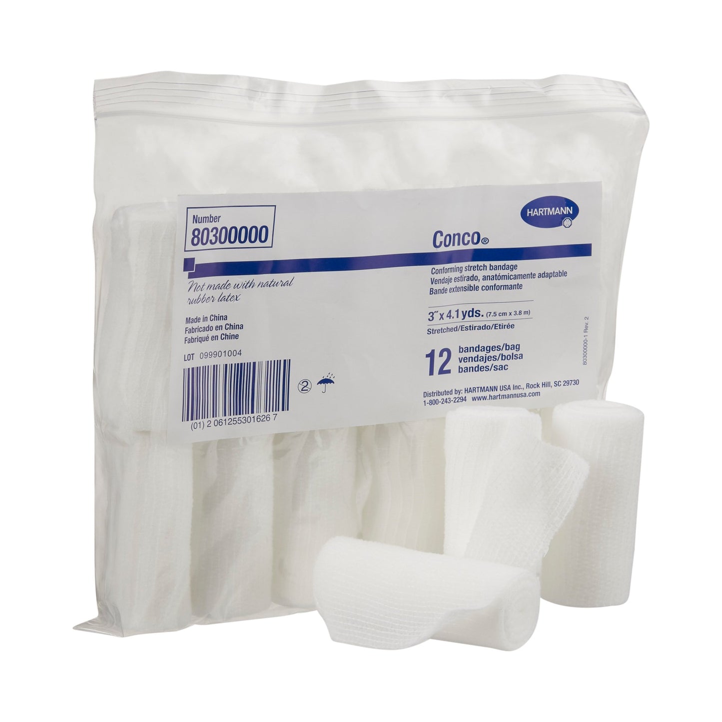 Conforming Bandage Conco® 3 Inch X 4-1/10 Yard 12 per Pack NonSterile 1-Ply Roll Shape - 80300000