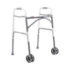Bariatric Dual Release Folding Walker with Wheels Adjustable Height McKesson Steel Frame 500 lbs. Weight Capacity 32 to 39 Inch Height - 146-10220-2WW