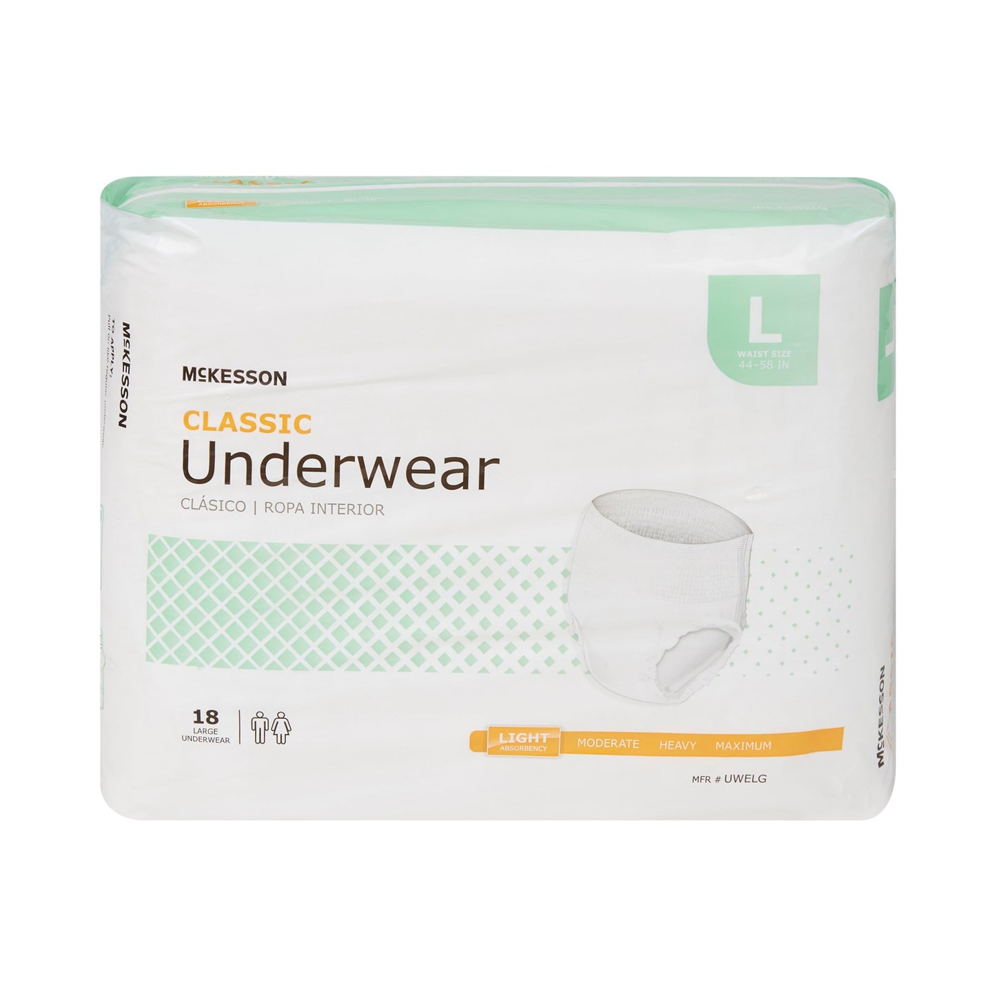 McKesson Classic Light Absorbency Incontinence Underwear, Large UWELG