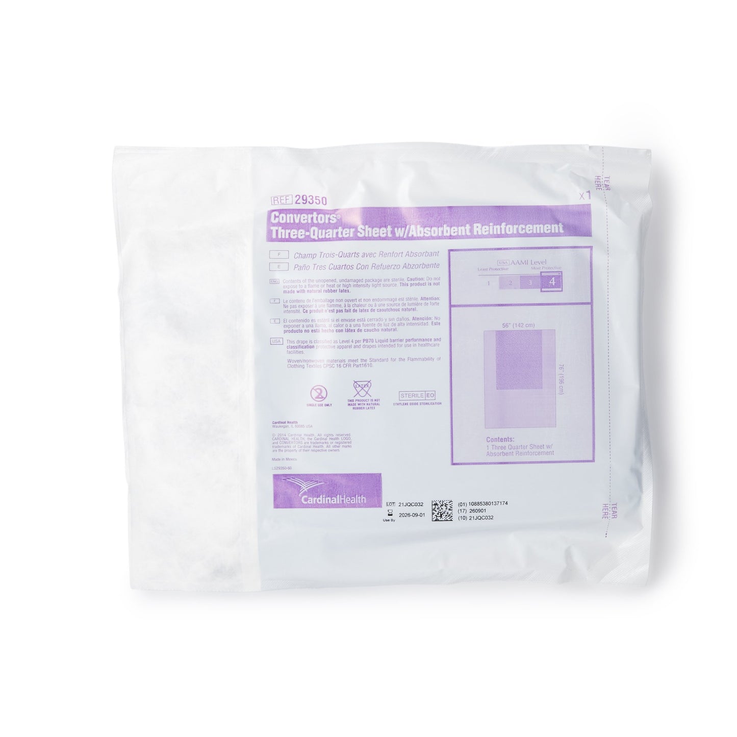 Cardinal Health™ Sterile Three-Quarter General Purpose Drape, 56 x 77 Inch 29350