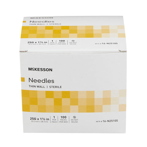 McKesson Hypodermic Needle 25G x 1-1/2" - 16-N25105