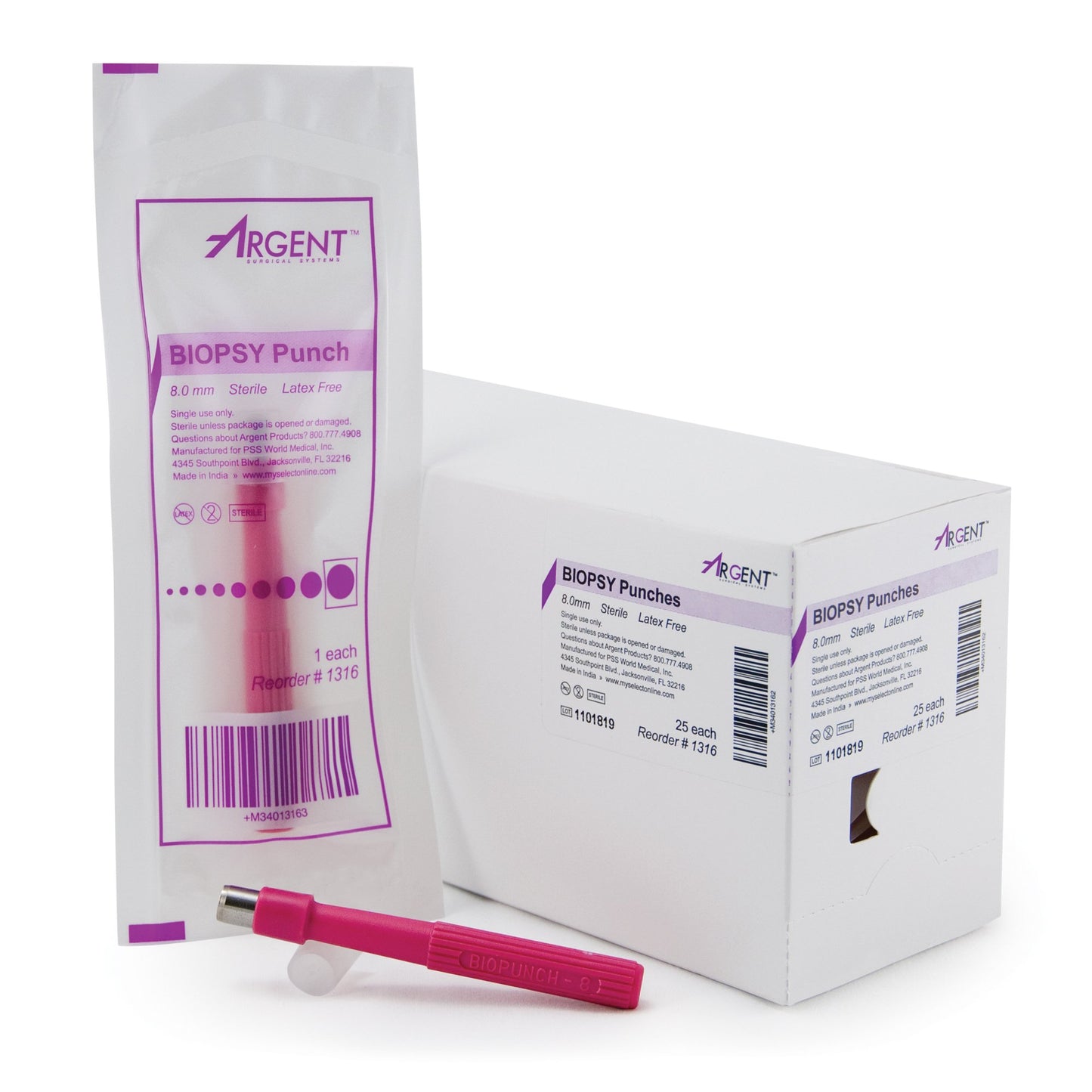 McKesson Argent™ Disposable Biopsy Punches, 8.0 mm 16-1316