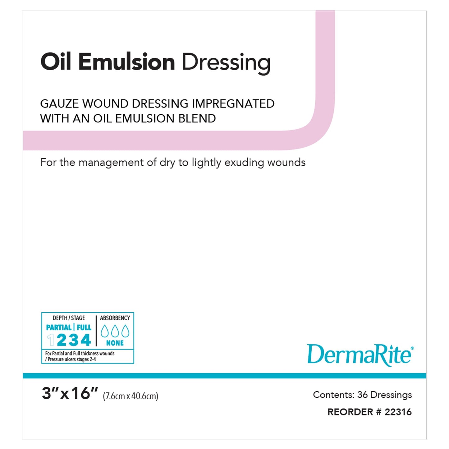 Oil Emulsion Impregnated Dressing DermaRite® Rectangle 3 X 16 Inch Sterile - 22316