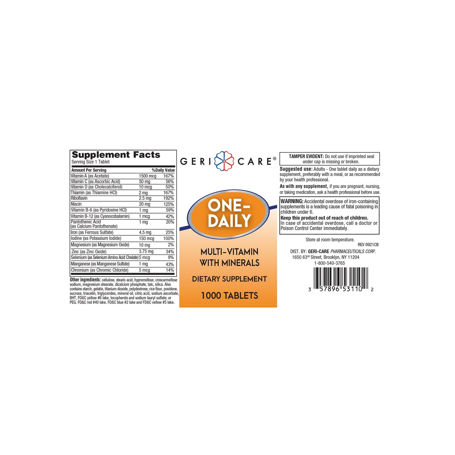 Geri-Care® Multivitamin Supplement with Minerals 531-10-GCP