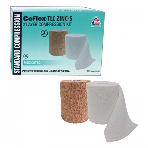 2 Layer Compression Bandage System CoFlex® TLC Zinc with Indicators 4 Inch X 6 Yard / 4 Inch X 7 Yard Self-Adherent / Pull On Closure Tan NonSterile 3