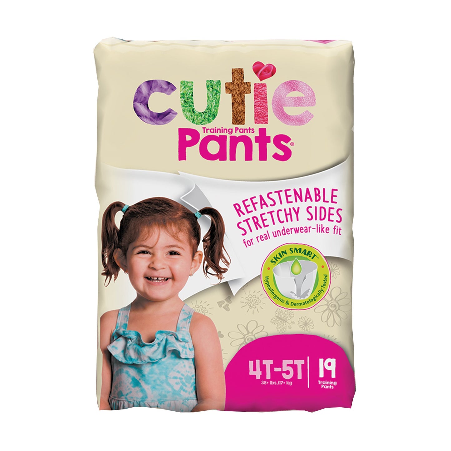 Female Toddler Training Pants Cutie Pants® Size 4T to 5T Disposable Heavy Absorbency - CR9008