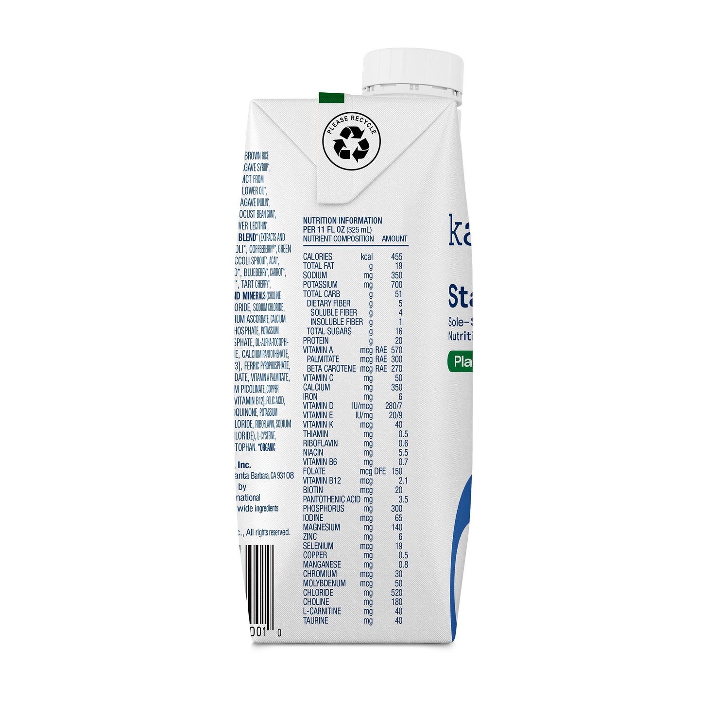 Kate Farms® Standard 1.4 Sole-Source Nutrition Formula, 11-ounce carton 811112030027