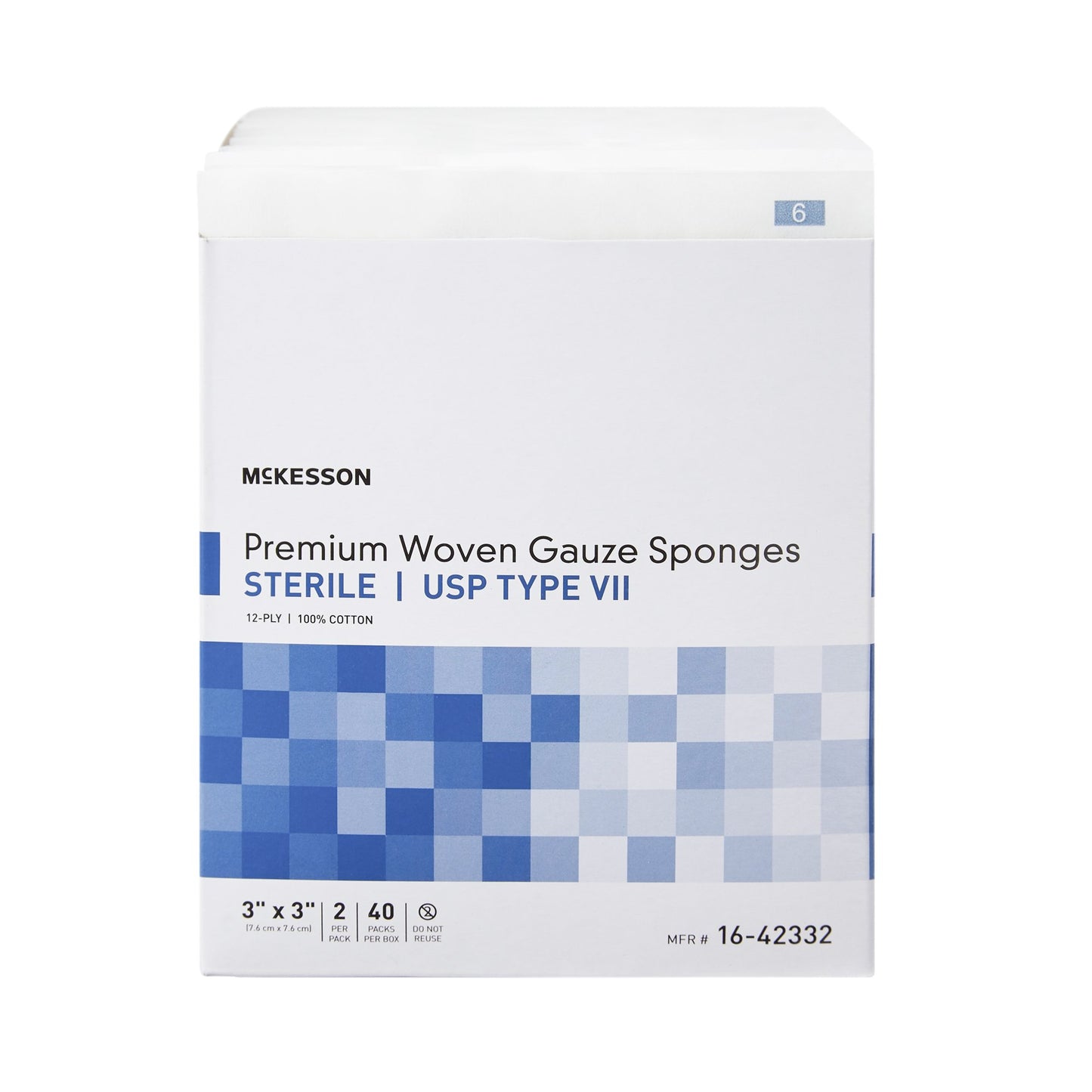 McKesson Sterile USP Type VII Gauze Sponge, 3 x 3 Inch, 12-Ply 16-42332