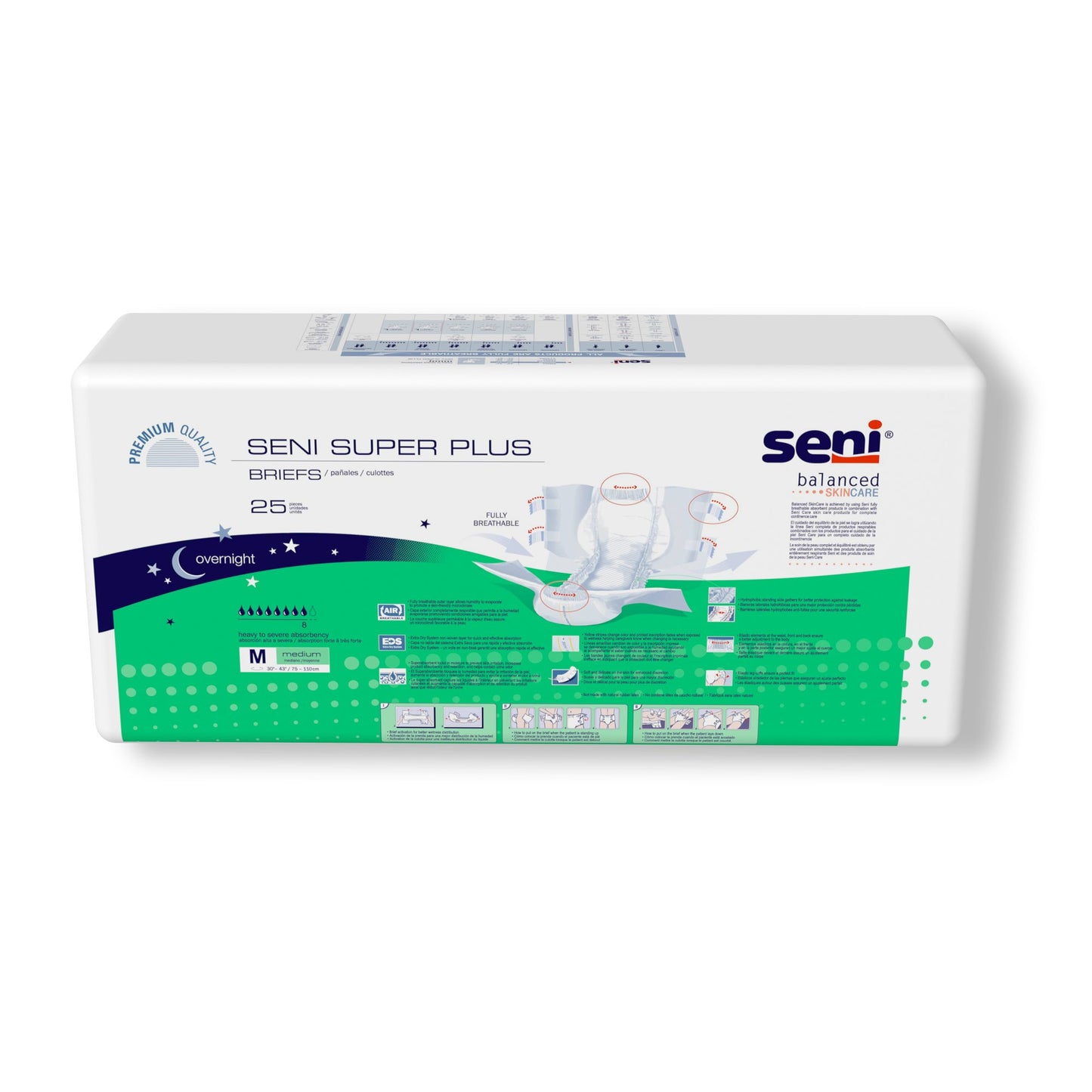 Seni® Super Plus Overnight Heavy to Severe Absorbency Incontinence Brief, Medium S-ME25-BP1