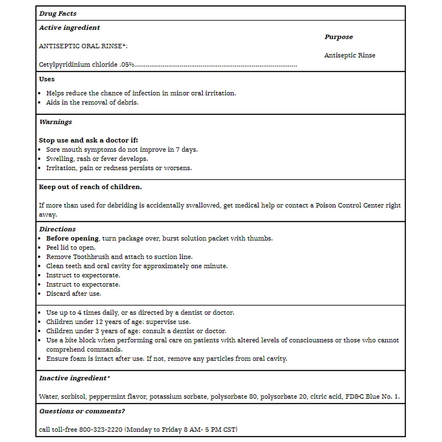 Sage Oral Swabstick Toothette Plus Foam Tip, Cetylpyridinium Chloride .05% 6120
