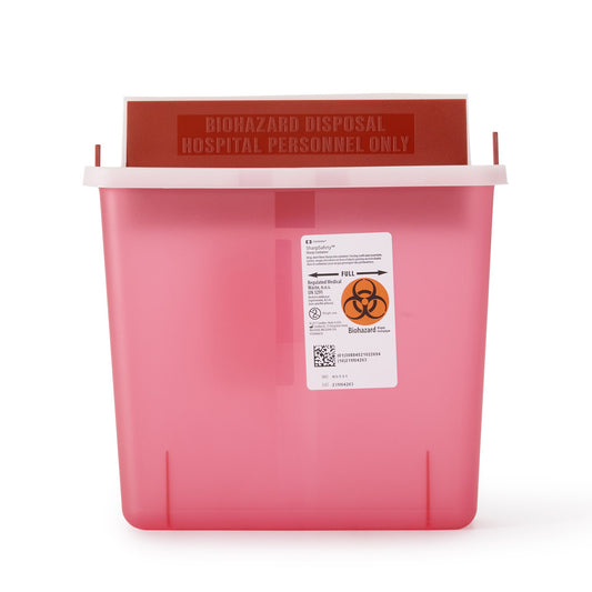 Sharps Container In-Room™ Translucent Red Base 11 H X 10-3/4 W X 4-3/4 D Inch Horizontal Entry 1.25 Gallon - 85131