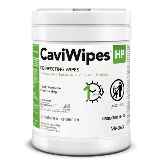 Surface Disinfectant Cleaner CaviWipes™ HP Peroxide Based Manual Pull Wipe 160 Count Canister Scented NonSterile - 16-1100