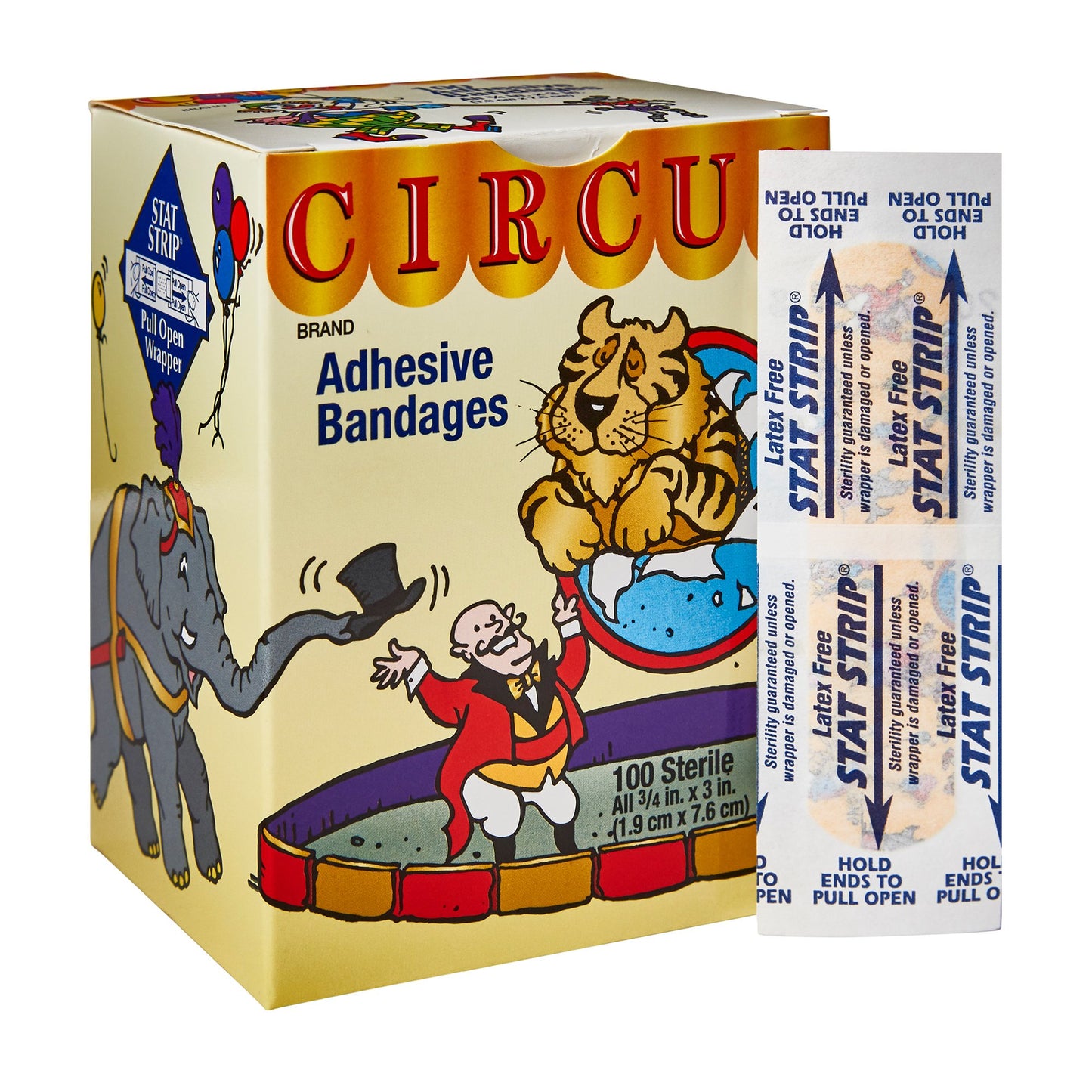 American® White Cross Stat Strip® Circus Kid Design Adhesive Strip, ¾ x 3 Inch 15600