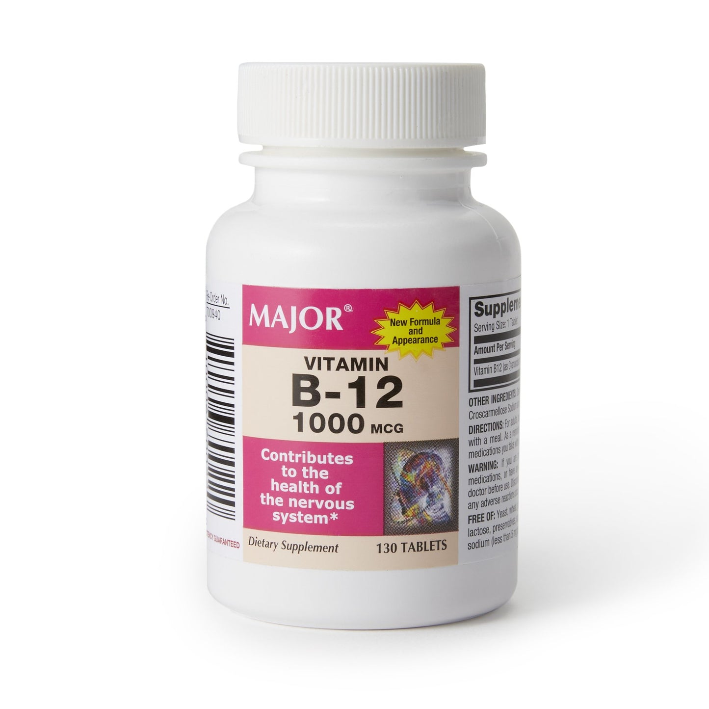 Vitamin Supplement Major® Vitamin B12 1,000 mcg Strength Tablet 130 per Bottle - 10006070022