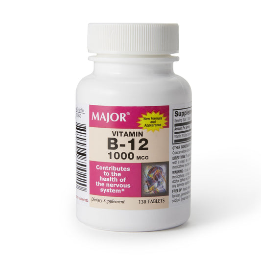 Vitamin Supplement Major® Vitamin B12 1,000 mcg Strength Tablet 130 per Bottle - 10006070022