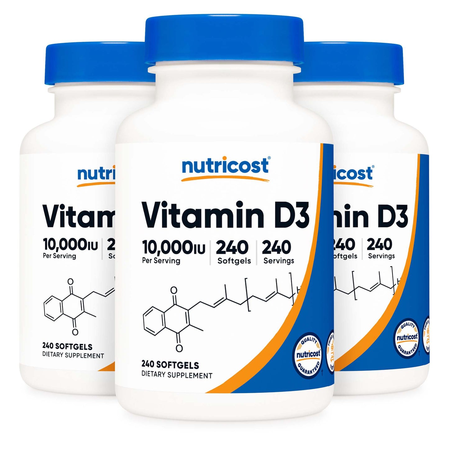 Dietary Supplement nutricost® Vitamin D3 10,000 IU Strength Softgel 240 Per Bottle NTC071101