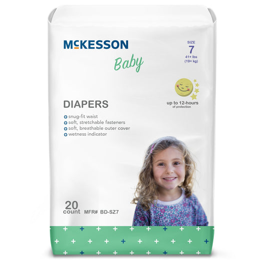 Unisex Baby Diaper McKesson Size 7 Disposable Heavy Absorbency - BD-SZ7