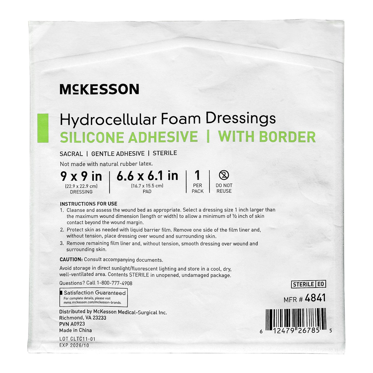 McKesson Hydrocellular Foam Dressing with Border Silicone Adhesive, Sacral 4841