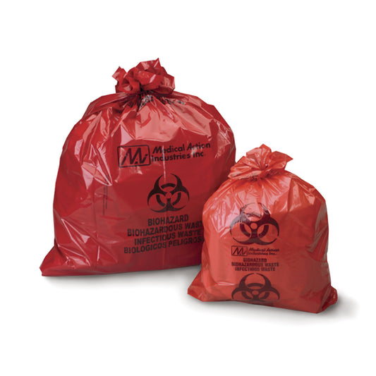 Biohazard Waste Bag 12 to 16 gal. Red Polyethylene 25 X 34 Inch - 108M