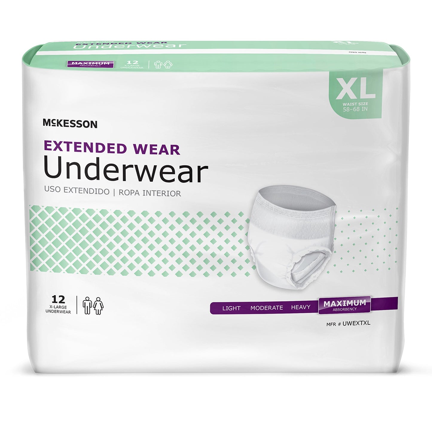 McKesson Extended Wear Maximum Absorbency Underwear, Extra Large UWEXTXL