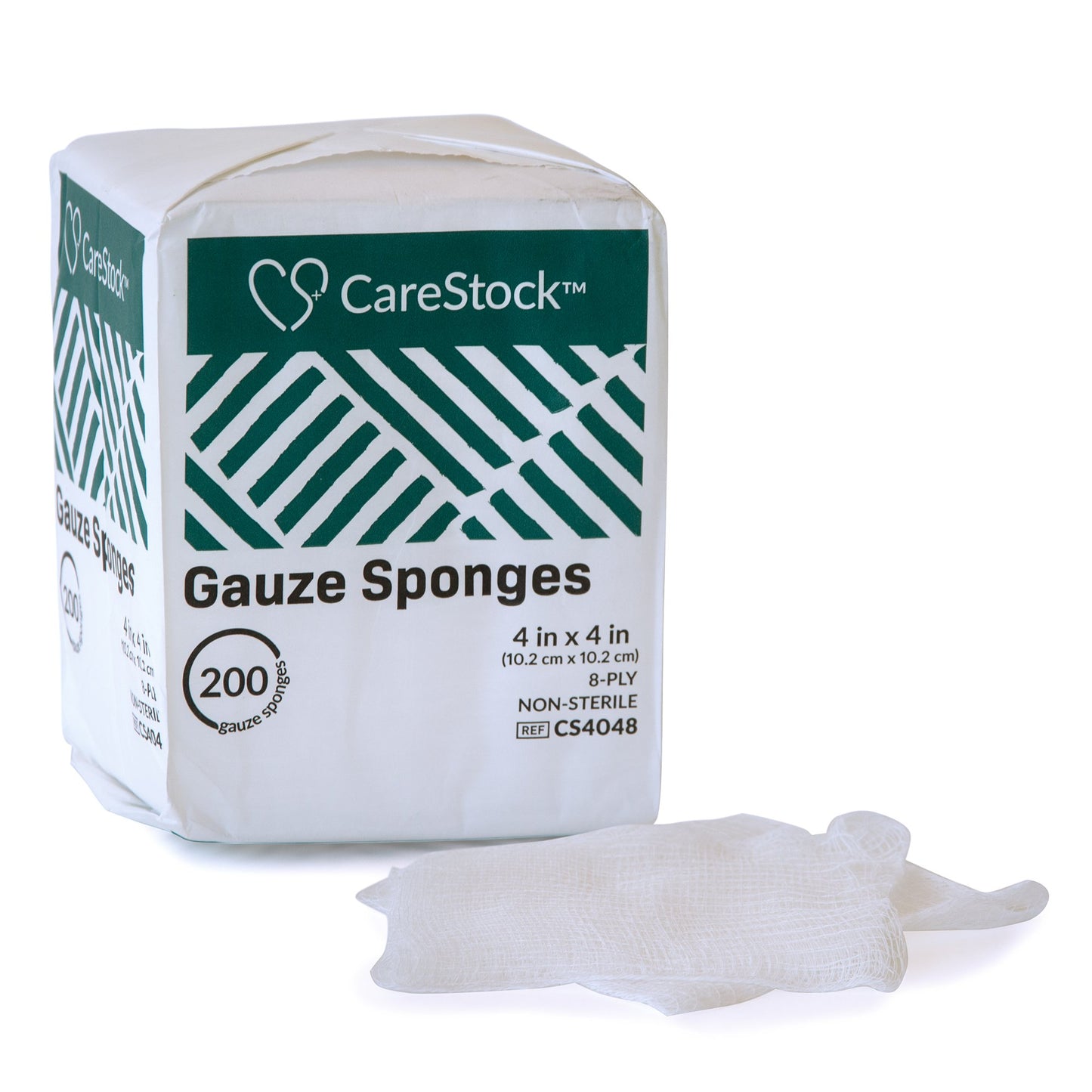 CareStock™ Gauze Sponge, 4 x 4 in. 8-Ply, Medical-Grade Cotton Wound Dressing CS4048