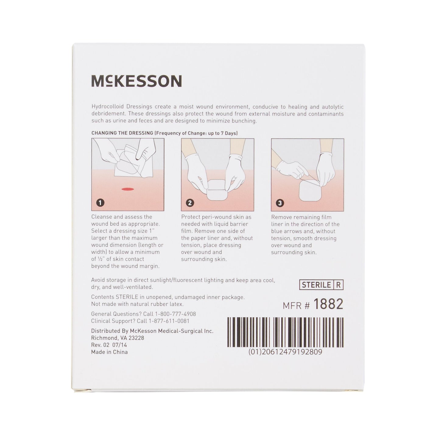 McKesson Hydrocolloid Dressing, 2 x 2 Inch 1882