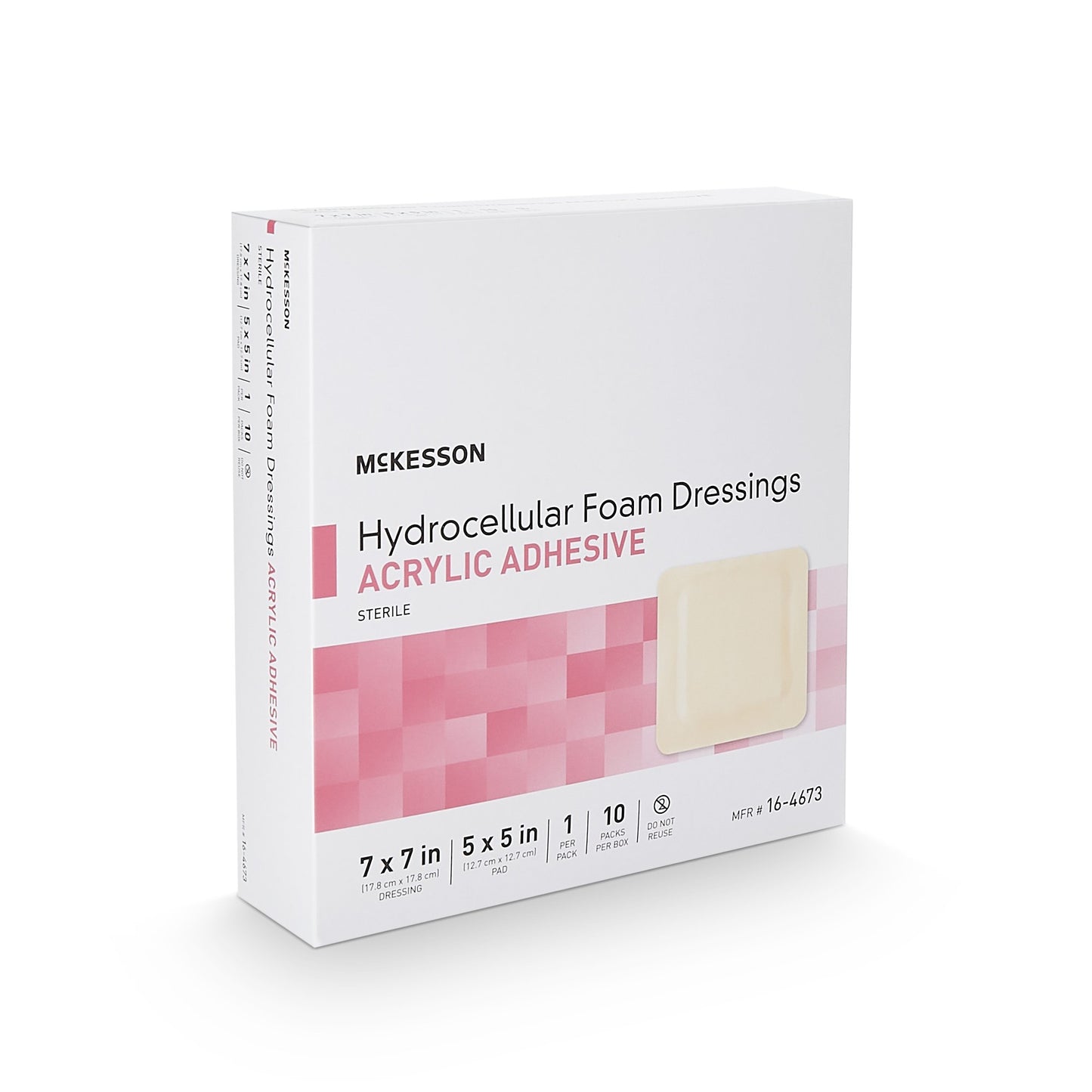 McKesson Acrylic Adhesive with Border Foam Dressing, 7 x 7 Inch 16-4673
