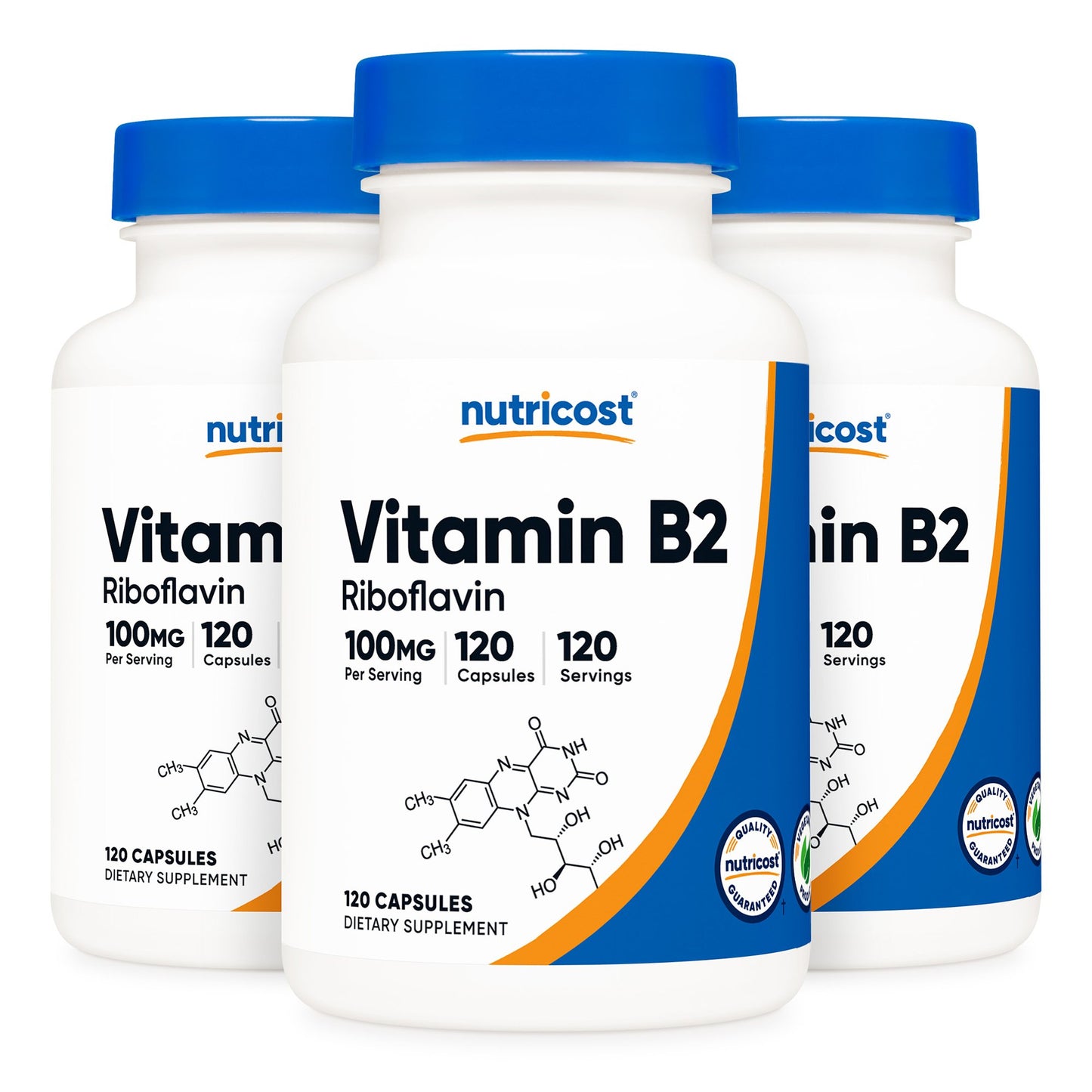 Dietary Supplement nutricost® Vitamin B2 Riboflavin Vitamin B2 100 mg Strength Capsule 120 Per Bottle NTC220101