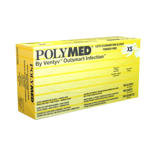 Polymed® Latex Exam Glove, Extra Small, Ivory PM101