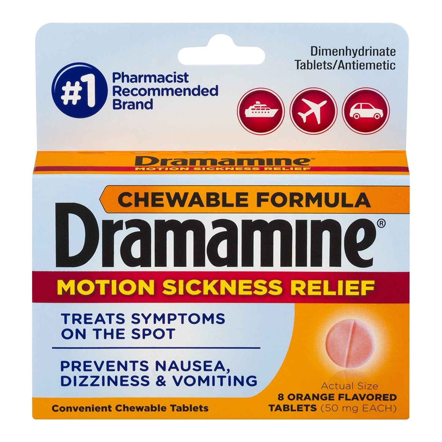 Dramamine® Motion Sickness Antiemetic Dual Action Chewable Tablets Orange 83124800200