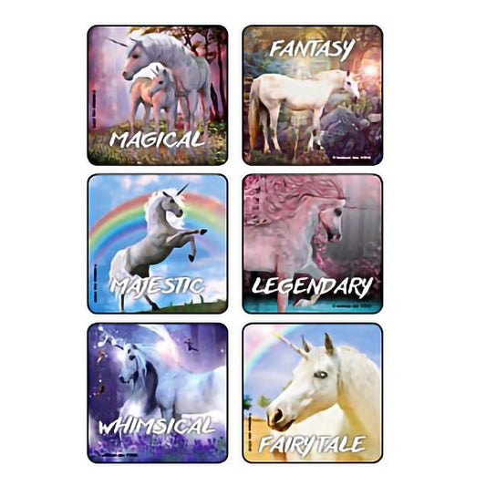 Kids Love Stickers® 90 per Roll Fantasy Unicorns Sticker 2-1/2 Inch - 2956