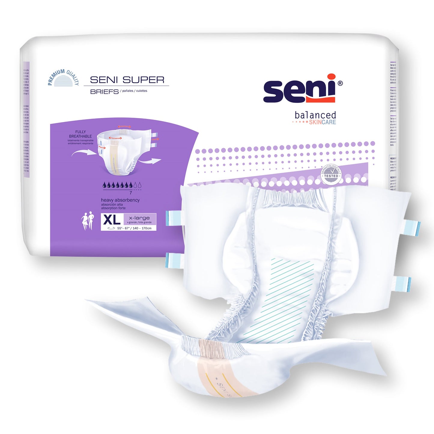 Seni® Super Heavy Absorbency Incontinence Brief, Extra Large S-XL25-BS1
