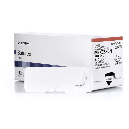Absorbable Suture with Needle McKesson Polyglycolic Acid / PCL P-12 3/8 Circle Precision Reverse Cutting Needle Size 4-0 Monofilament - SY496GX