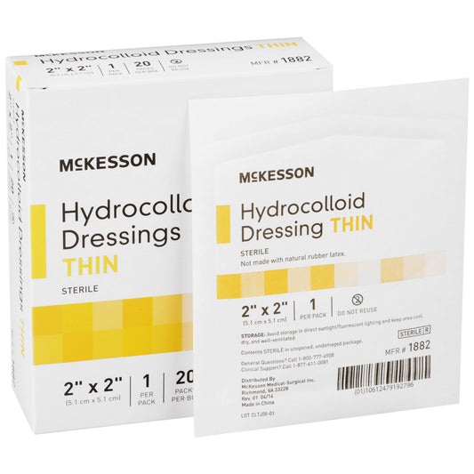 Thin Hydrocolloid Dressing McKesson Film Backing 2 X 2 Inch Square Hydrocolloid - 1882