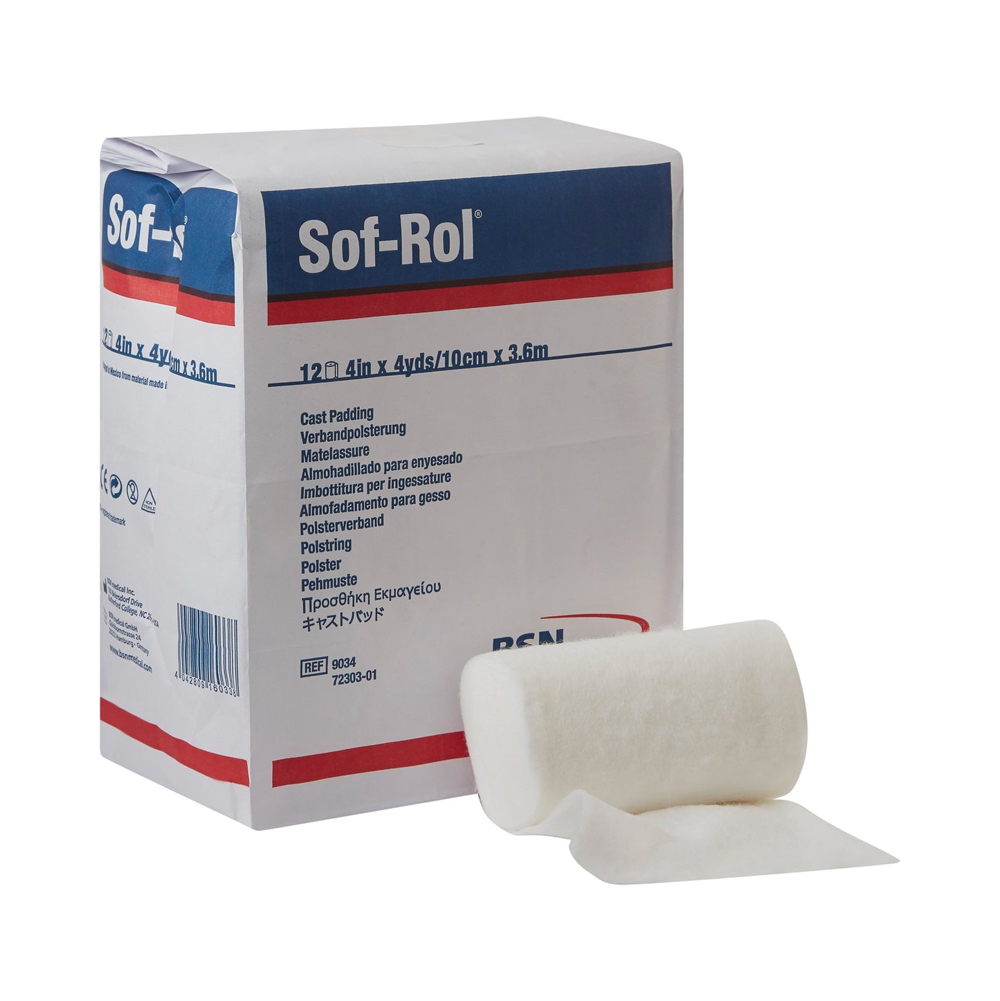 Sof-Rol® White Rayon Undercast Cast Padding, 4 Inch x 4 Yard 9034