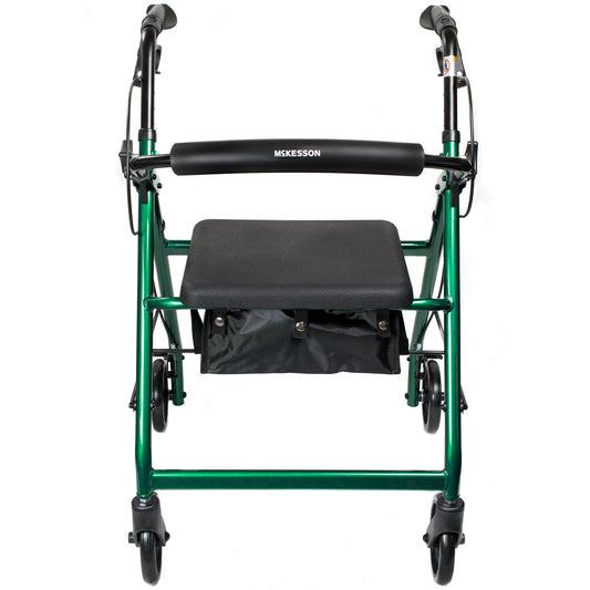 4 Wheel Rollator McKesson Green Adjustable Height / Folding Aluminum Frame - 146-R726GR
