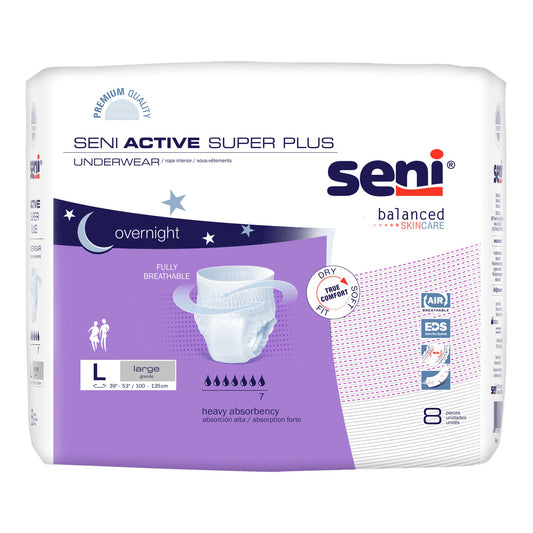 Unisex Adult Absorbent Underwear Seni® Active Super Plus Pull On with Tear Away Seams Large Disposable Heavy Absorbency - S-LA08-AP1