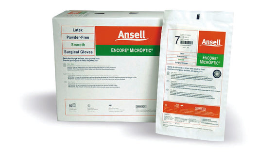 Surgical Glove ENCORE® Latex Micro Size 8.5 Sterile Latex Standard Cuff Length Micro-Textured Brown Chemo Tested - 5787006