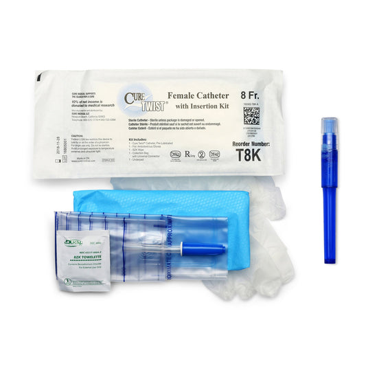 Cure Medical Cure Twist Intermittent Catheter Kit, 8 Fr. T8K, Case of 90